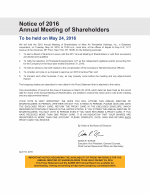 Notice of 2016 Annual Meeting of Shareholders