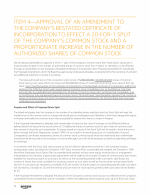 Item 4 - Approval of Amendment to Restated Certificate of Incorporation