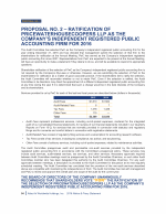 Proposal No. 2 - Ratification of Pricewaterhousecoopers LLP as the Company's Independent Registered Public Accounting Firm for 2016