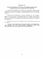 Proposal No. 3 - Company's Proposal to Vote on a Non-Binding Basis on the Compensation of its Named Executive Officers