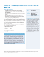 Notice of Eaton Corporation plc's Annual General Meeting