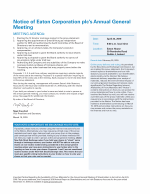 Notice of Eaton Corporation plc's Annual General Meeting