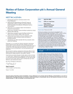 Notice of Eaton Corporation plc's Annual General Meeting