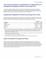 The Audit Committee's Consideration of Independence of Independent Registered Public Accounting Firm
