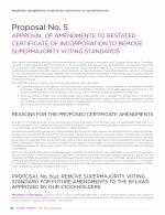 Proposal No. 5: Approval of Amendments to Restated Certificate of Incorporation to Remove Supermajority Voting Standards