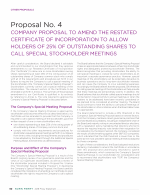 Proposal No. 4: Company Proposal to Amend the Restated Certificate of Incorporation to Allow Holders of 25% of Outstanding Shares to Call Special Stockholder Meetings