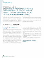 Proposal No. 5: Stockholder Proposal Requesting Amendments to Allow Holders of 10% of Outstanding Shares to Call Special Stockholder Meetings