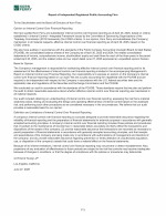 - Report of Independent Registered Public Accounting Firm on Internal Control over Financial Reporting
