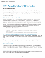 2017 Annual Meeting of Stockholders - Questions and Answers