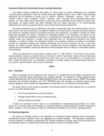 Cautionary Statement Concerning Forward-Looking Statements