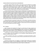 Cautionary Statement Concerning Forward-Looking Statements