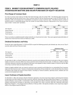 5. Market for Registrant's Common Equity, Related Stockholder Matters and Issuer Purchases of Equity Securities