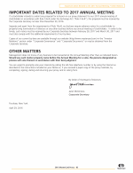 Important Dates Related to the 2017 Annual Meeting