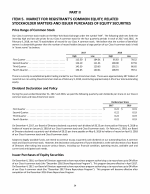 5. Market for Registrant's Common Equity, Related Stockholder Matters and Issuer Purchases of Equity Securities