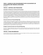 9. Changes in and Disagreements with Accountants on Accounting and Financial Disclosure