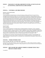9. Changes In and Disagreements With Accountants on Accounting and Financial Disclosure