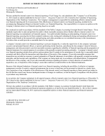 - Report of Independent Registered Public Accounting Firm<br>&nbsp;&nbsp;&nbsp;on Internal Controls Over Financial Reporting